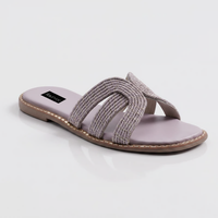 Women Interlace Braided Cross Strap Slip-On Flats