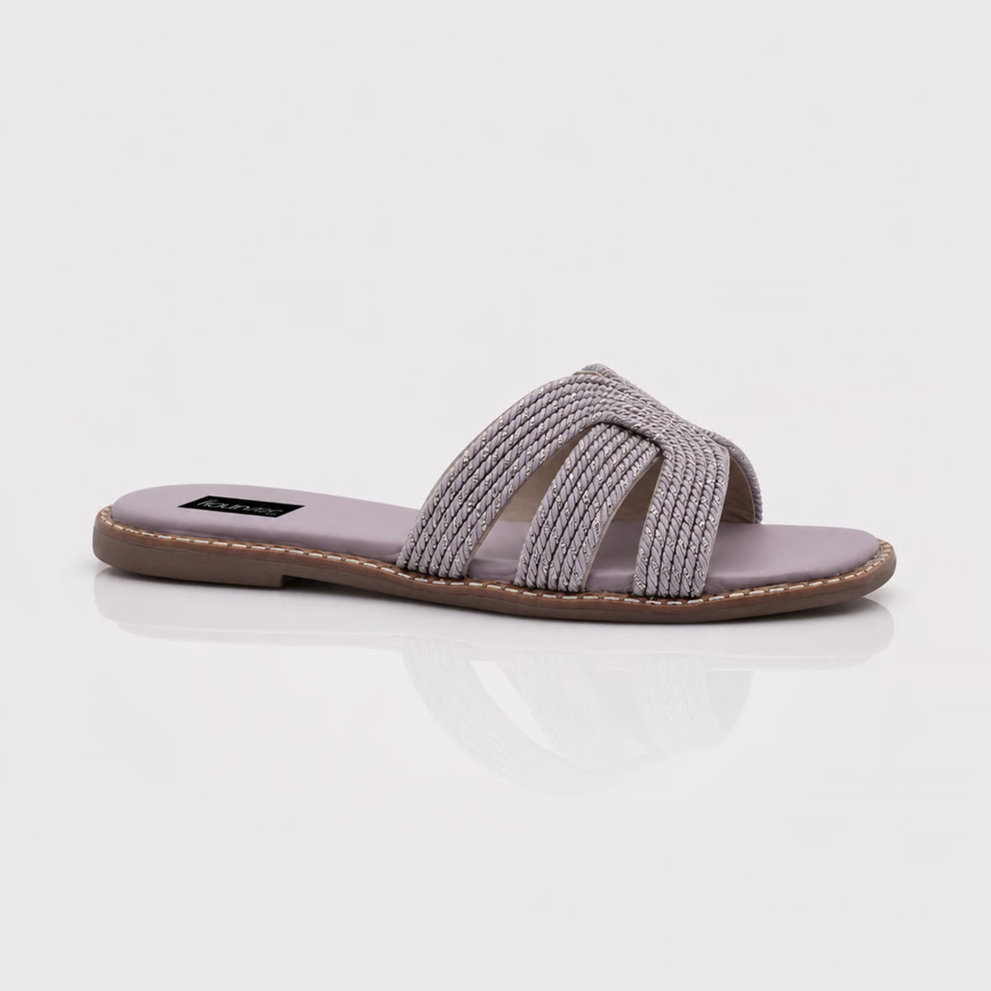 Women Interlace Braided Cross Strap Slip-On Flats