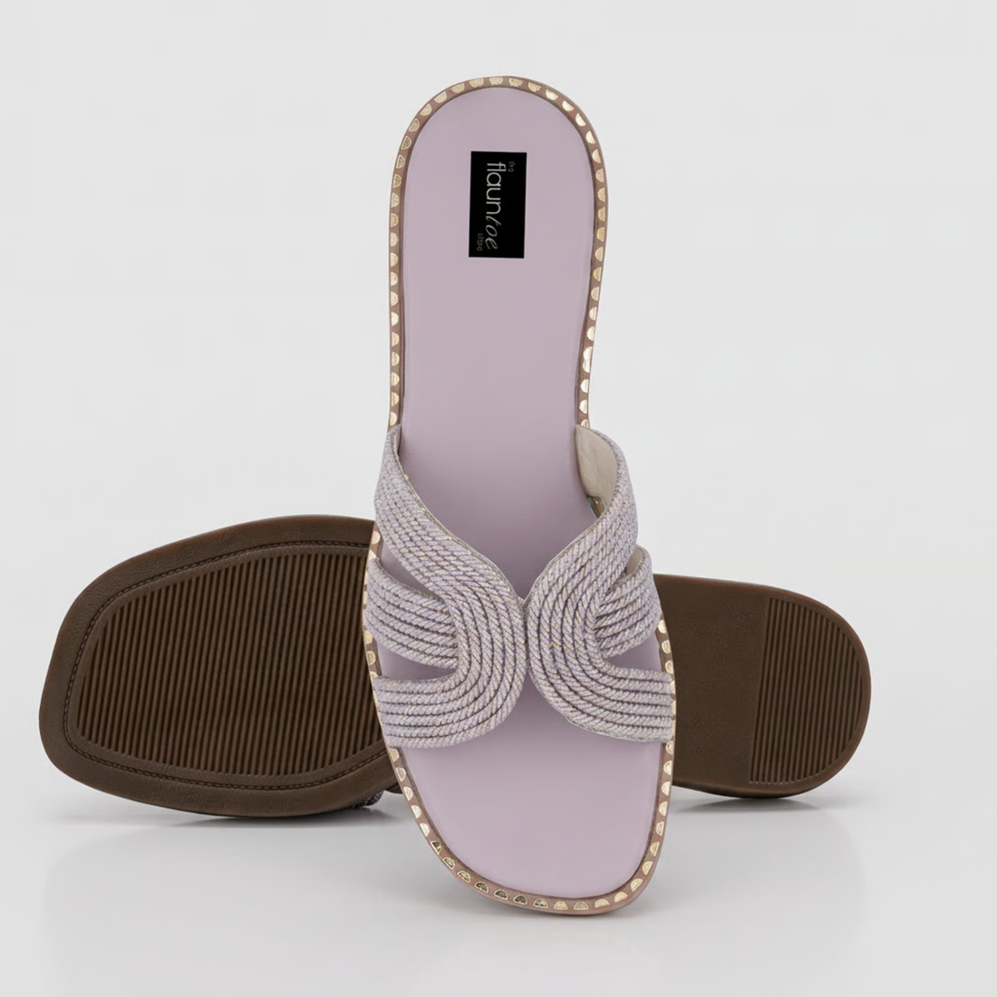 Women Interlace Braided Cross Strap Slip-On Flats