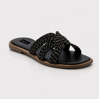 Women Interlace Braided Cross Strap Slip-On Flats