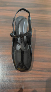 Women Solid T-Strap Slingback Heel