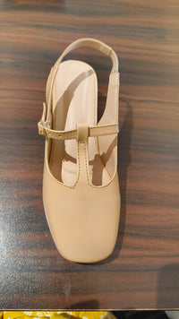 Women Solid T-Strap Slingback Heel